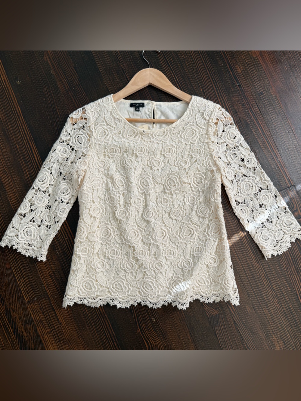 Talbots Cream Crochet Lace Top